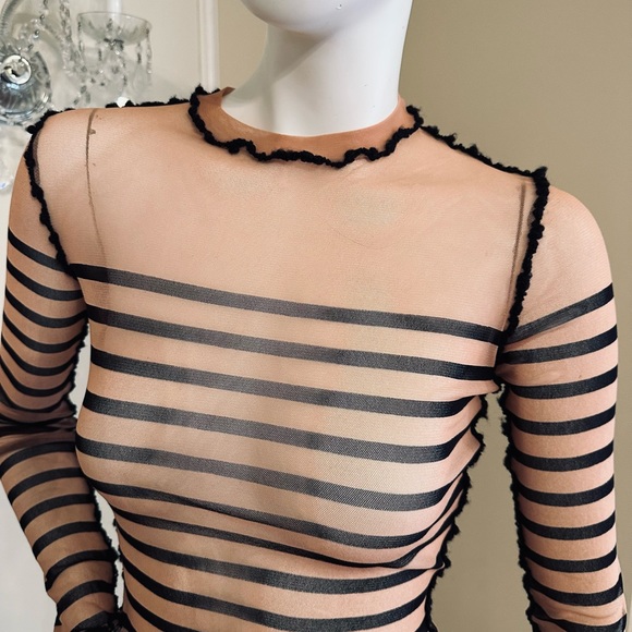 Jean Paul Gaultier striped printed mesh Top SIZE S - Picture 16 of 16